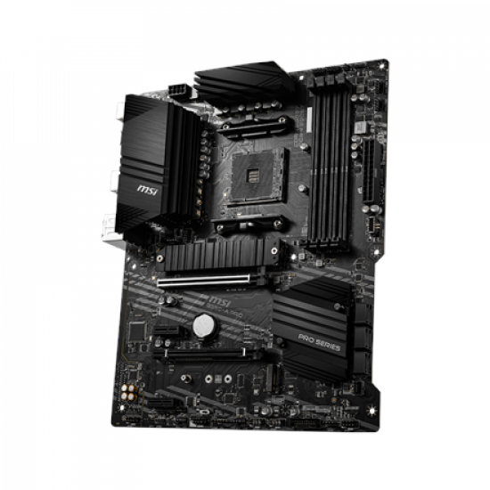 MSI | B550-A PRO | Processor family AMD | Processor socket AM4 | DDR4 DIMM | Memory slots 4 | Supported hard disk drive interfaces SATA, M.2 | Number of SATA connectors 6 | Chipset AMD B550 | ATX