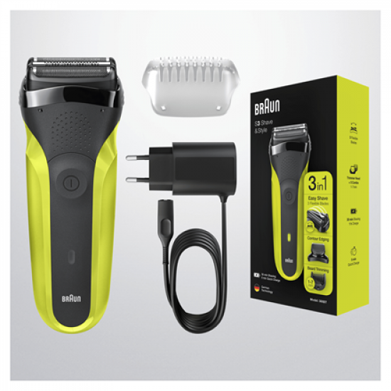 Braun | Shaver | Series 3 Shave&Style 300BT | Operating time (max) 30 min | NiMH | Black/Green