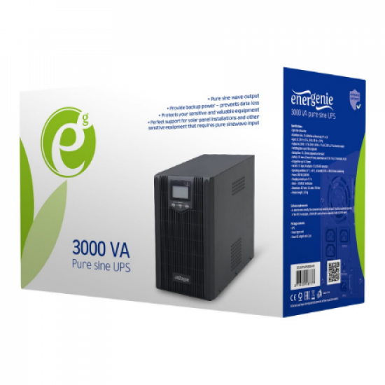 EnerGenie | 3000VA pure sine wave UPS | EG-UPS-PS3000-01 LCD display, USB, | 3000 VA | 2400 W