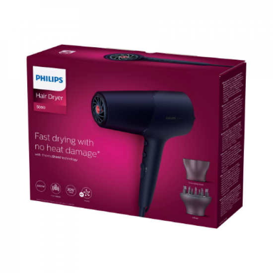 Philips | Hair Dryer | BHD510/00 | 2300 W | Number of temperature settings 3 | Ionic function | Diffuser nozzle | Blue/Metal
