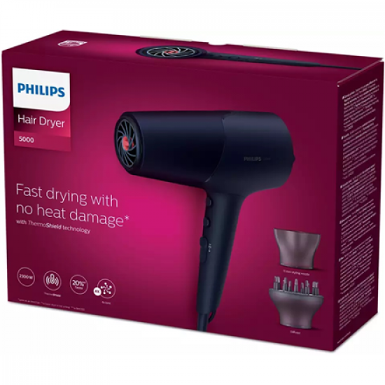Philips | Hair Dryer | BHD510/00 | 2300 W | Number of temperature settings 3 | Ionic function | Diffuser nozzle | Blue/Metal