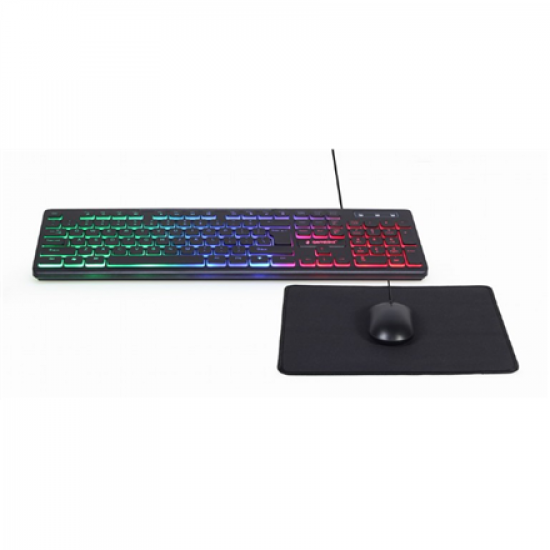 Gembird | 3-in-1 Backlight Desktop Set | KBS-UML-01 | Keyboard, Mouse and Pad Set | Wired | Mouse included | US | Black