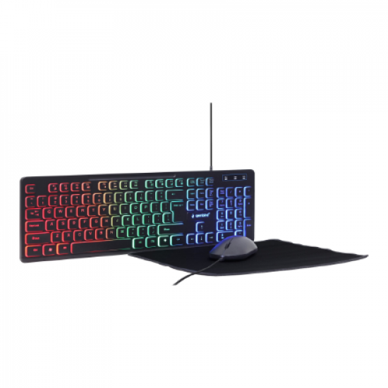 Gembird | 3-in-1 Backlight Desktop Set | KBS-UML-01 | Keyboard, Mouse and Pad Set | Wired | Mouse included | US | Black