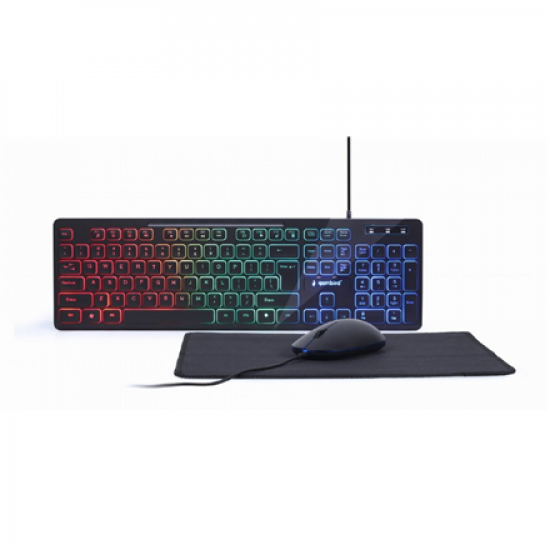 Gembird | 3-in-1 Backlight Desktop Set | KBS-UML-01 | Keyboard, Mouse and Pad Set | Wired | Mouse included | US | Black