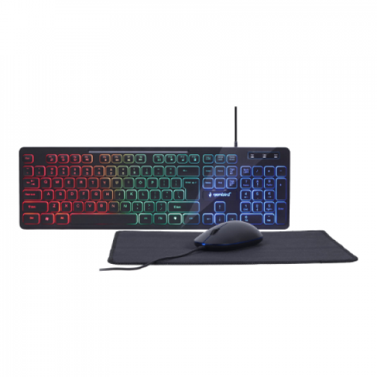 Gembird | 3-in-1 Backlight Desktop Set | KBS-UML-01 | Keyboard, Mouse and Pad Set | Wired | Mouse included | US | Black