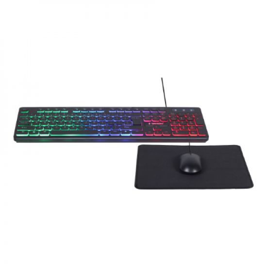 Gembird | 3-in-1 Backlight Desktop Set | KBS-UML-01 | Keyboard, Mouse and Pad Set | Wired | Mouse included | US | Black