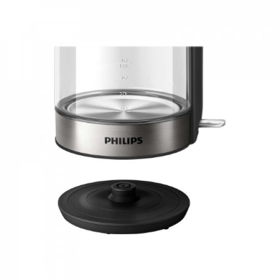 Philips | Kettle | HD9339/80 | Electric | 2200 W | 1.7 L | Stainless steel/Glass | 360° rotational base | Black/Silver