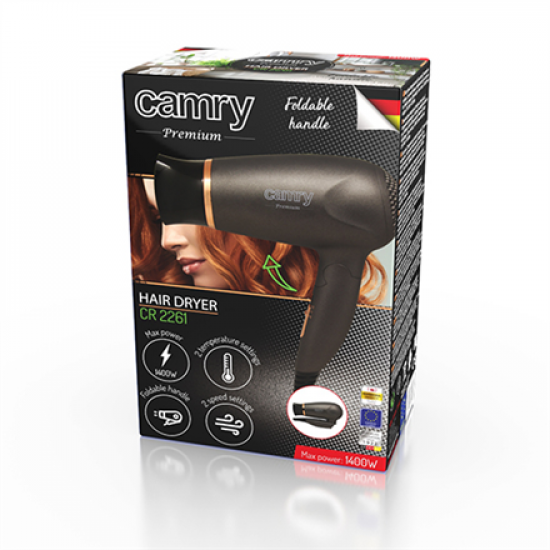 Camry | Hair Dryer | CR 2261 | 1400 W | Number of temperature settings 2 | Metallic Grey/Gold