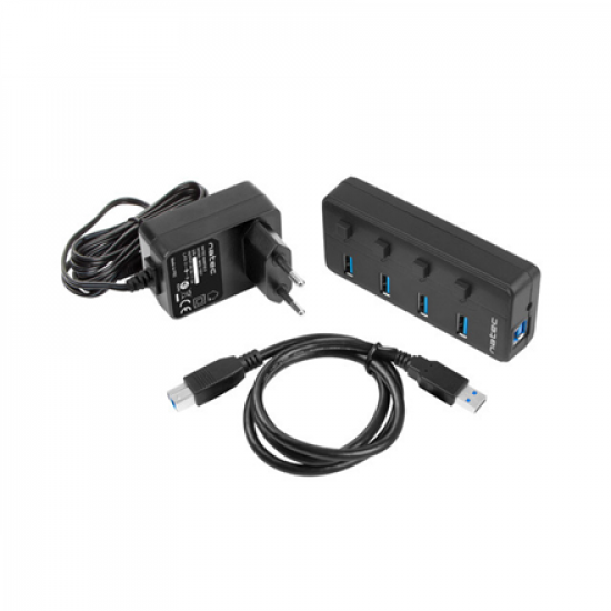 Natec | 4 Port Hub With USB 3.0 | Mantis NHU-1557 | Black