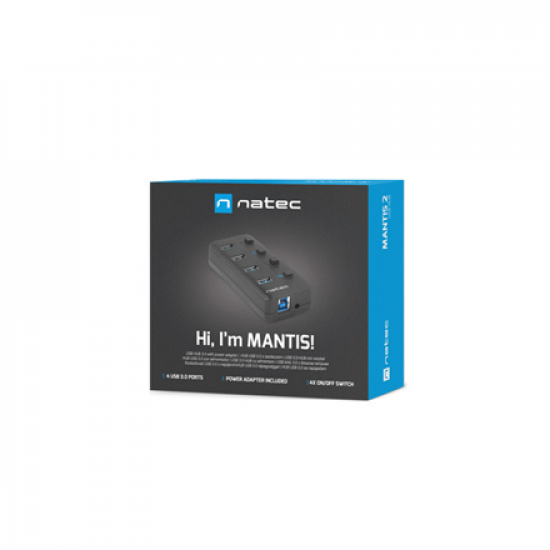 Natec | 4 Port Hub With USB 3.0 | Mantis NHU-1557 | Black