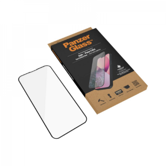 PanzerGlass | Clear Screen Protector | Apple | iPhone 13 Mini | Tempered glass | Black | Antibacterial glass; Resistant to scratches and bacteria; Shock absorbing; Easy to install