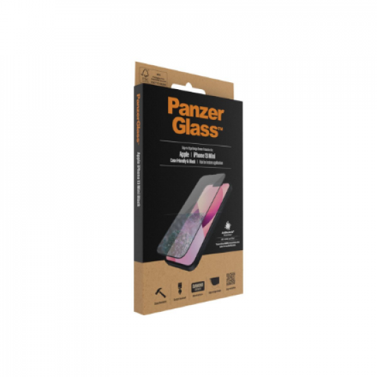 PanzerGlass | Clear Screen Protector | Apple | iPhone 13 Mini | Tempered glass | Black | Antibacterial glass; Resistant to scratches and bacteria; Shock absorbing; Easy to install