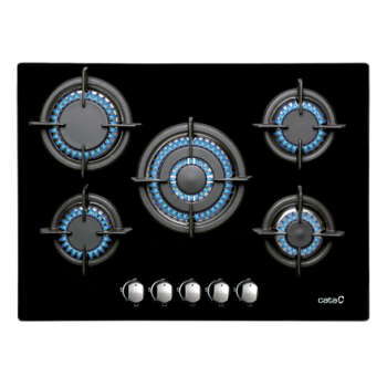 CATA | Hob | L 7005 CI BK | Gas on glass | Number of burners/cooking zones 5 | Rotary knobs | Black
