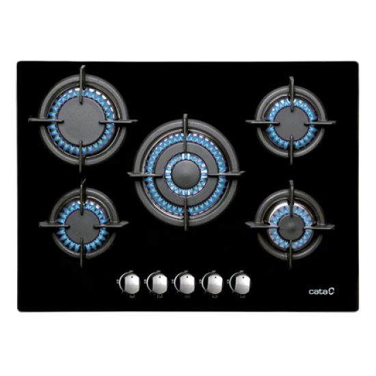 CATA | Hob | L 7005 CI BK | Gas on glass | Number of burners/cooking zones 5 | Rotary knobs | Black