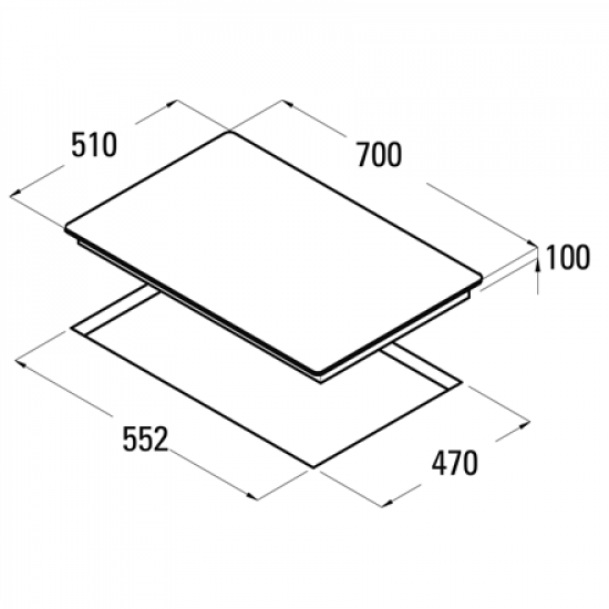 CATA | Hob | L 7005 CI BK | Gas on glass | Number of burners/cooking zones 5 | Rotary knobs | Black