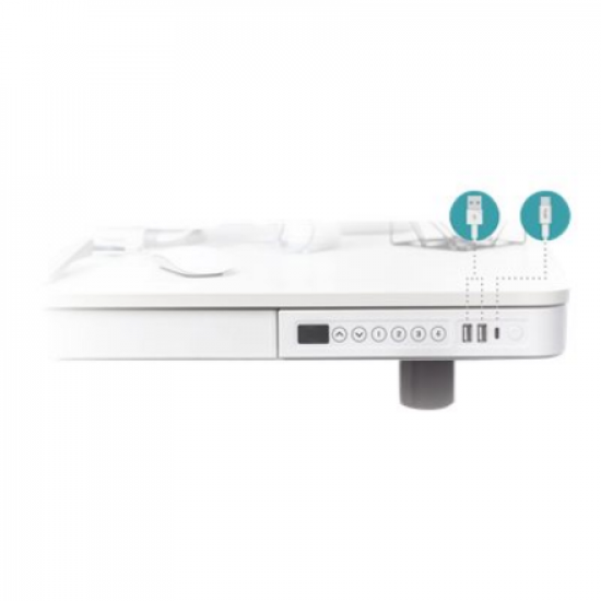 Electric Height Adjustable Desk | 72 - 121 cm | Maximum load weight 50 kg | Metal | White