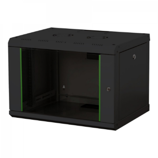 Digitus | Wall Mounting Cabinet | DN-19 07-U-SW | Black | IP protection class: IP20; Front door: Glass door, single opening; Cabinet type: Wall mounting cabinet; Equipment mounting depth min.-max.: 305-370 mm; Load capacity: 100 kg; Dimensions 420 x 600 x