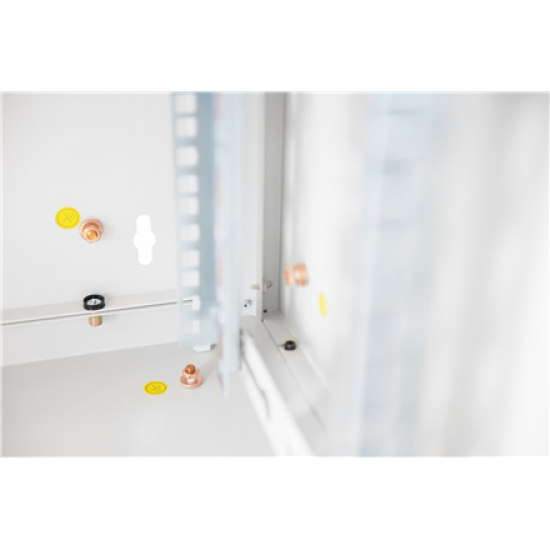 Digitus | Wall Mounting Cabinet | DN-19 09-U | Grey | IP protection class: IP20; Front door: Glass door, single opening; Cabinet type: Wall mounting cabinet; Equipment mounting depth min.-max.: 305-370 mm; Load capacity: 100 kg; Dimensions: 509 x 600 x 45