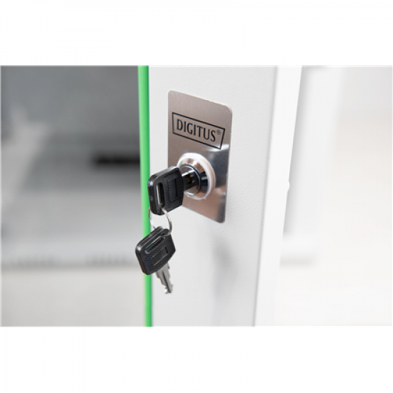 Digitus | Wall Mounting Cabinet | DN-19 12-U | Grey | IP protection class: IP20; Front door: Glass door, single opening; Cabinet type: Wall mounting cabinet; Equipment mounting depth min.-max.: 305-370 mm; Load capacity: 100 kg
