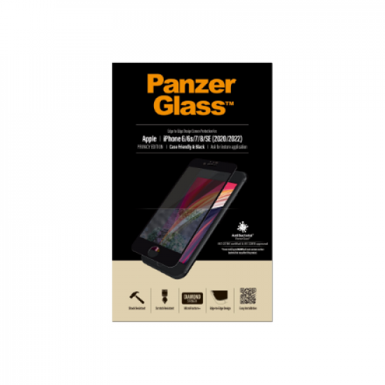 PanzerGlass | Apple | iPhone 6/6s/7/8/SE (2020) | Hybrid glass | Black | Anti-glare coating; Blue light reduction | Privacy filter