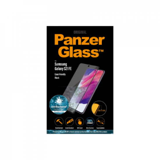 PanzerGlass | Samsng | Galaxy S21 FE CF | Hybrid glass | Black | Antibacterial; Works with in-screen fingerprint reader; Full frame coverage; Rounded edges | Screen Protector
