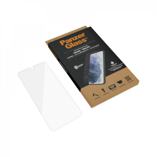 PanzerGlass | Samsung | Galaxy S22+ | Tempered glass | Transparent | Case friendly. Compatible with ultrasonic fingerprint sensor. 100 % touch sensitivity. Antibacterial (ISO 22196 certified & JIS 22810 approved) | Screen Protector