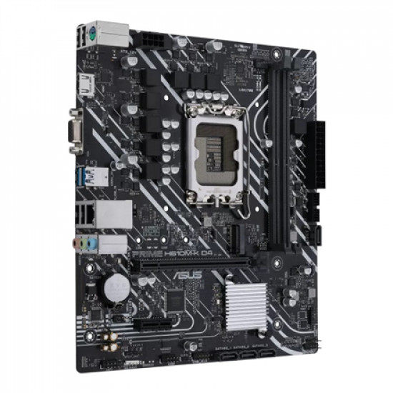 Asus | PRIME H610M-K D4 | Processor family Intel | Processor socket  LGA1700 | DDR4 DIMM | Memory slots 2 | Supported hard disk drive interfaces SATA, M.2 | Number of SATA connectors 4 | Chipset Intel H610 | mATX