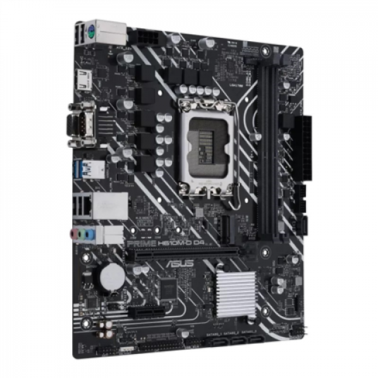 Asus | PRIME H610M-D D4 | Processor family Intel | Processor socket  LGA1700 | DDR4 DIMM | Memory slots 2 | Supported hard disk drive interfaces SATA, M.2 | Number of SATA connectors 4 | Chipset Intel H610 | mATX