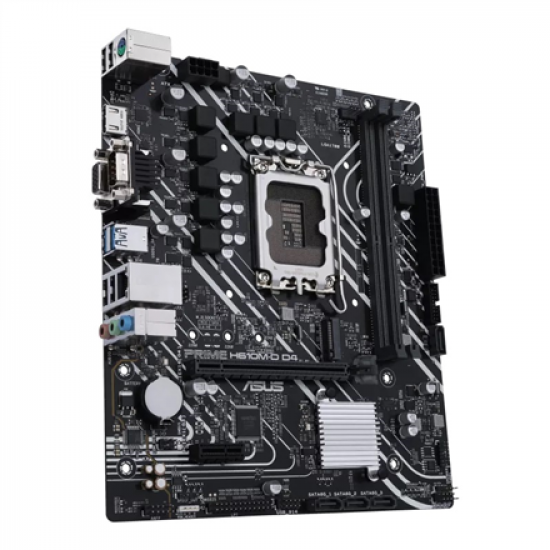 Asus | PRIME H610M-D D4 | Processor family Intel | Processor socket  LGA1700 | DDR4 DIMM | Memory slots 2 | Supported hard disk drive interfaces SATA, M.2 | Number of SATA connectors 4 | Chipset Intel H610 | mATX