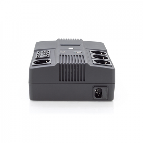 Digitus | All-in-One UPS | All-in-One UPS, 600VA/360W, LED 12V/7Ah x1, 4x CEE 7/7,3x IEC C13, USB, RJ45 | 600 VA | 360 W