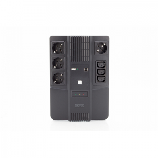 Digitus | All-in-One UPS | All-in-One UPS, 600VA/360W, LED 12V/7Ah x1, 4x CEE 7/7,3x IEC C13, USB, RJ45 | 600 VA | 360 W