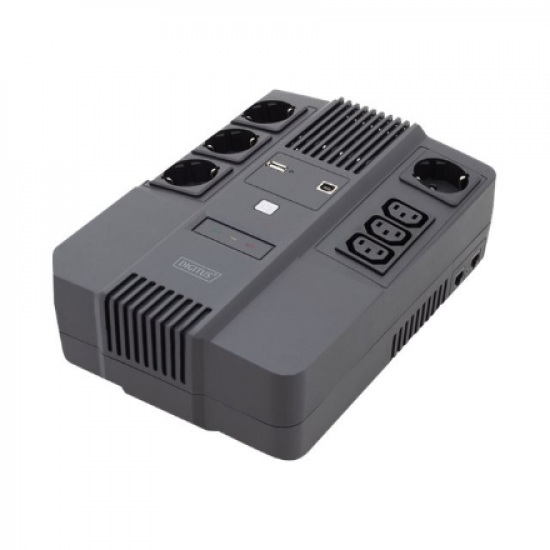Digitus | All-in-One UPS | All-in-One UPS, 600VA/360W, LED 12V/7Ah x1, 4x CEE 7/7,3x IEC C13, USB, RJ45 | 600 VA | 360 W