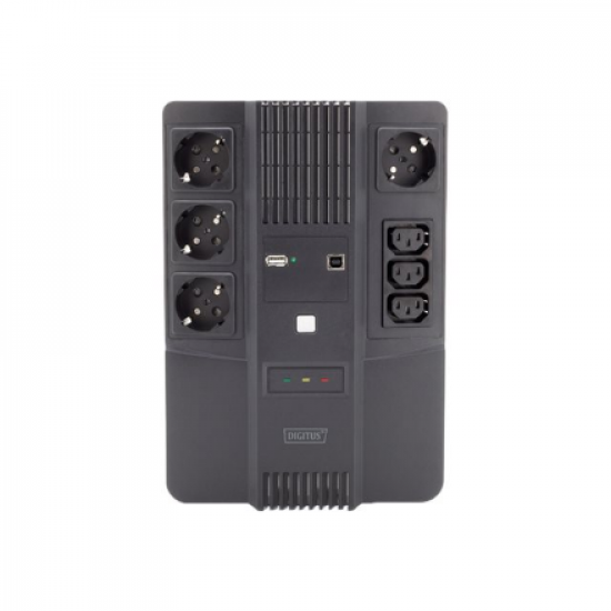 Digitus | All-in-One UPS | All-in-One UPS, 600VA/360W, LED 12V/7Ah x1, 4x CEE 7/7,3x IEC C13, USB, RJ45 | 600 VA | 360 W