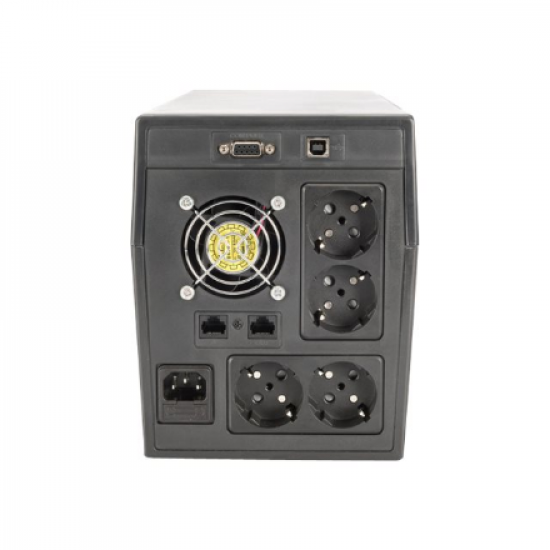 Digitus | Line-Interactive UPS | Line-Interactive UPS DN-170074, 1000VA, 600W, 2x 12V/7Ah battery, 4x CEE 7/7 outlet, 2x RJ45, 1x USB 2.0 type B, 1x RS232, LCD, Simulated Sine Wave, 338x150x162mm, 7.8kg | 1000 VA | 600 W