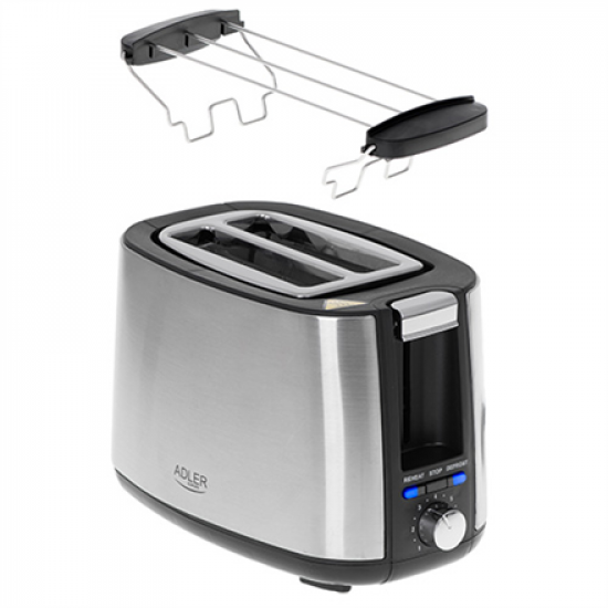 Adler | Toaster | AD 3214 | Power 750 W | Number of slots 2 | Housing material Stainless steel | Silver