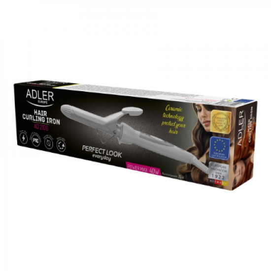 Adler | Hair Curler | AD 2106 | Ceramic heating system | Temperature (max) 180 °C | 40 W | White