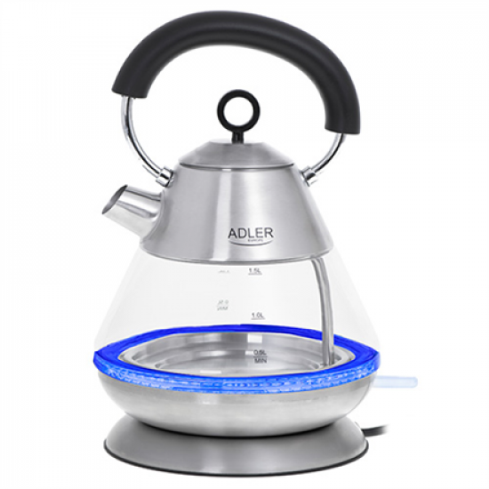 Adler | Kettle | AD 1282 | Electric | 1850 W | 1.5 L | Glass/Stainless steel | 360° rotational base | Inox