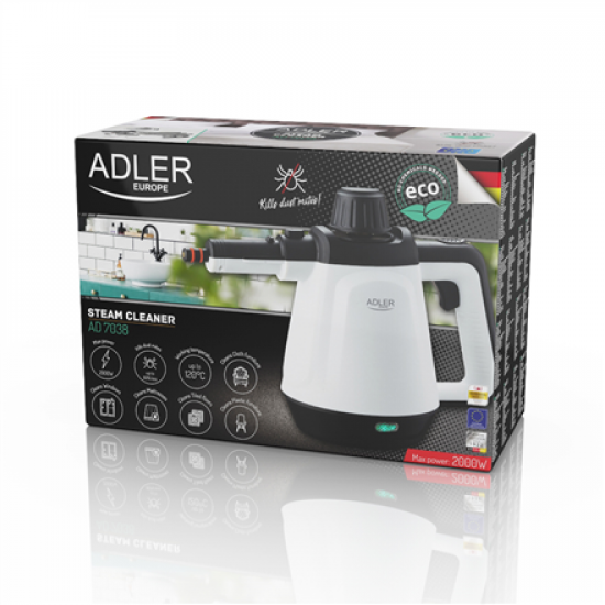 Adler | Steam cleaner | AD 7038 | Power 1200 W | Steam pressure 3.5 bar | Water tank capacity 0.45 L | White/Black