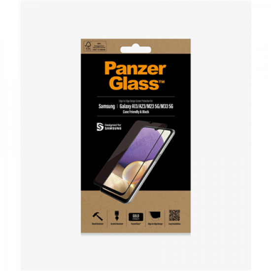 PanzerGlass | Screen protector | Samsung | Galaxy A13/M23 5G/M33 5G | Glass | Black | Case Friendly