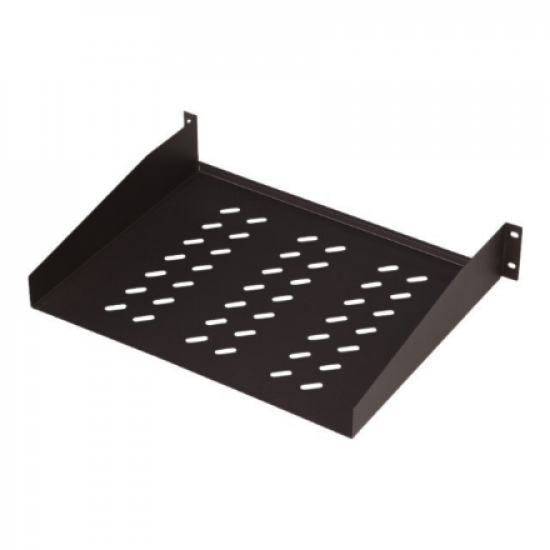 Digitus | Fixed Shelf for Racks | DN-19 TRAY-2-55-SW | Black | The shelves for fixed mounting can be installed easy on the two front 483 mm (19“) profile rails of your 483 mm (19“) network- or server cabinet. Due to their stable, perforated steel sheet wi