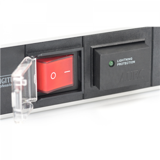Digitus | 1U Aluminum PDU, rackmountable, 7x safety outlet 16A Plug, 250VAC 50/60Hz, switch, surge protection | DN-95407