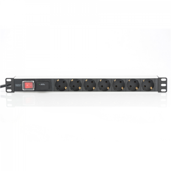 Digitus | 1U Aluminum PDU, rackmountable, 7x safety outlet 16A Plug, 250VAC 50/60Hz, switch, surge protection | DN-95407