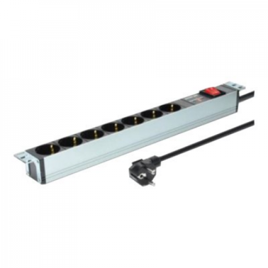 Digitus | 1U Aluminum PDU, rackmountable, 7x safety outlet 16A Plug, 250VAC 50/60Hz, switch, surge protection | DN-95407