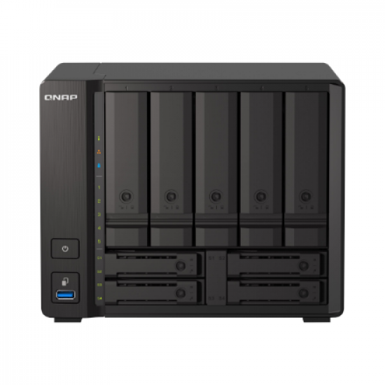 QNAP | 9-Bay QuTS hero NAS | TS-H973AX-8G | Up to 9 HDD/SSD Hot-Swap | AMD Ryzen | Ryzen V1500B Quad-Core | Processor frequency 2.2 GHz | 8 GB | DDR4