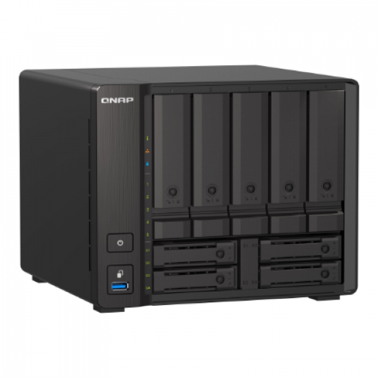 QNAP | 9-Bay QuTS hero NAS | TS-H973AX-8G | Up to 9 HDD/SSD Hot-Swap | AMD Ryzen | Ryzen V1500B Quad-Core | Processor frequency 2.2 GHz | 8 GB | DDR4