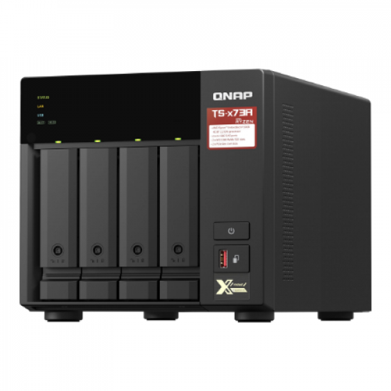 QNAP | 4-Bay QTS and QuTS hero NAS | TS-473A-8G | Up to 4 HDD/SSD Hot-Swap | AMD Ryzen | Ryzen V1500B Quad-Core | Processor frequency 2.2 GHz | 8 GB | DDR4