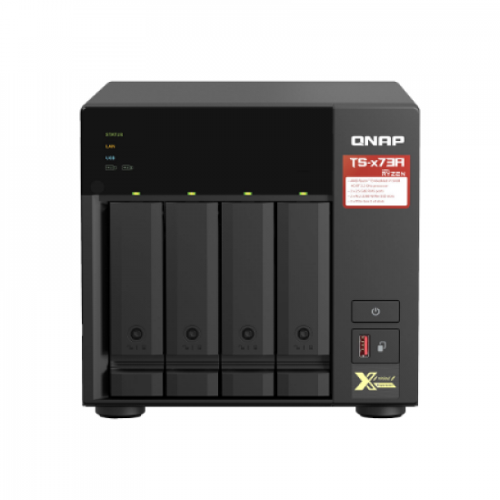 QNAP | 4-Bay QTS and QuTS hero NAS | TS-473A-8G | Up to 4 HDD/SSD Hot-Swap | AMD Ryzen | Ryzen V1500B Quad-Core | Processor frequency 2.2 GHz | 8 GB | DDR4