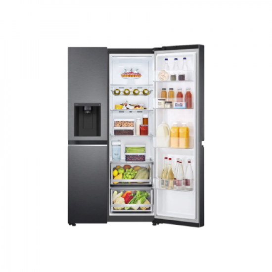 LG | Refrigerator | GSLV71MCLE | Energy efficiency class E | Free standing | Side by side | Height 179 cm | No Frost system | Fridge net capacity 416 L | Freezer net capacity 219 L | 36 dB | Matte Black