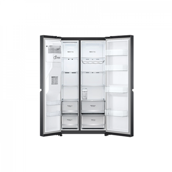 LG | Refrigerator | GSLV71MCLE | Energy efficiency class E | Free standing | Side by side | Height 179 cm | No Frost system | Fridge net capacity 416 L | Freezer net capacity 219 L | 36 dB | Matte Black