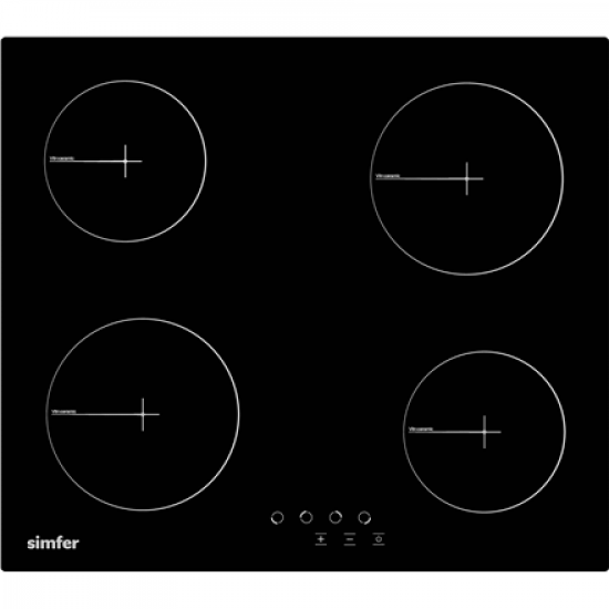 Simfer | Hob | H6.040.DECSP | Vitroceramic | Number of burners/cooking zones 4 | Touch | Black